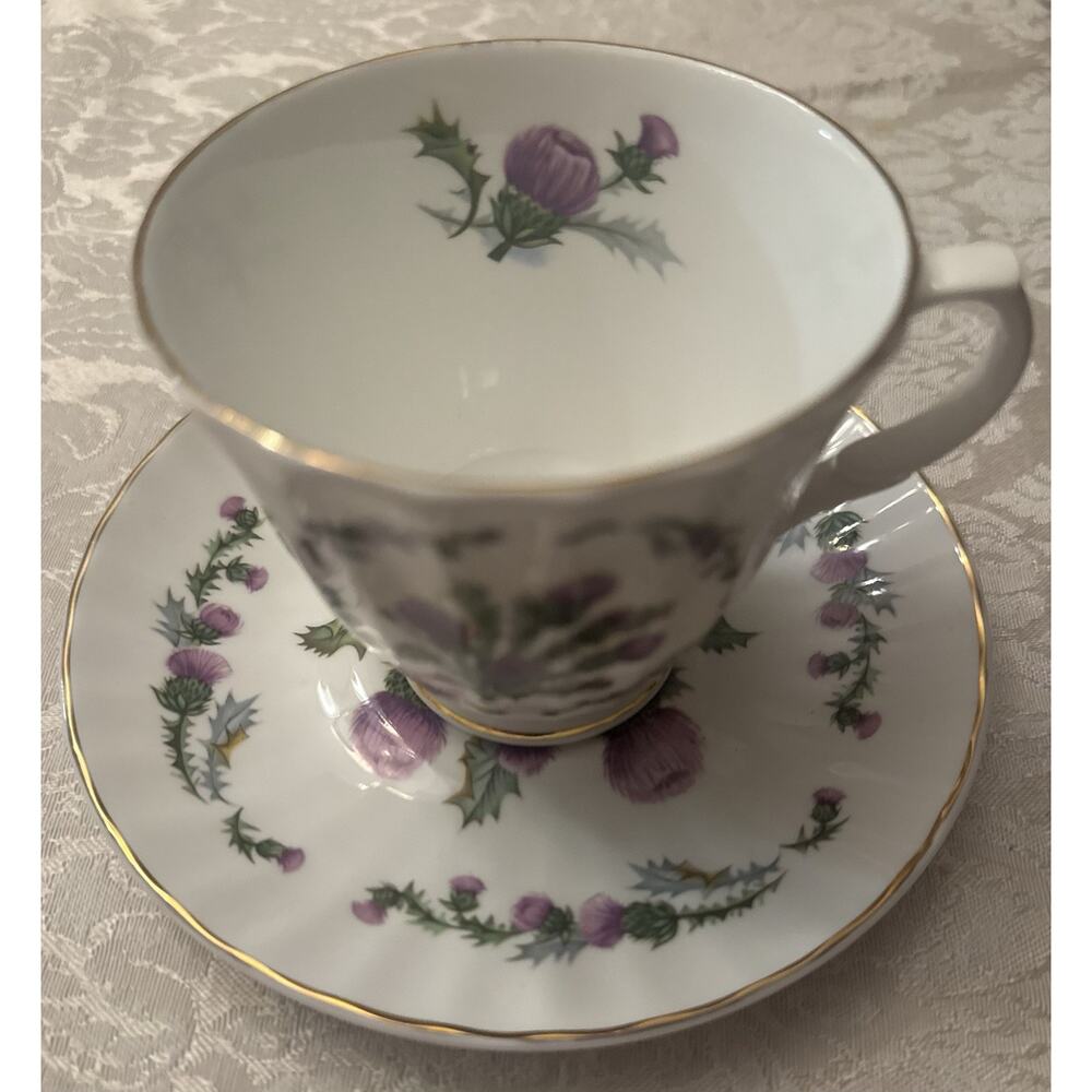Crown Victorian Staffordshire England Fine Bone China Cup & Saucer Set.